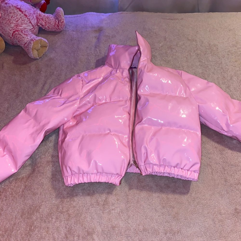 Pink Vinyl Puffer Coat
